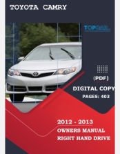 TOYOTA CAMRY 2012-2013 OWNERS MANUAL IN ENGLISH